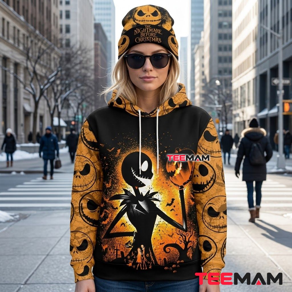 Personalized Nightmare Before Christmas Halloween 3D Hoodie Jack Skellington Design Back Personalized Nightmare Before Christmas Halloween 3D Hoodie Jack Skellington Design Back