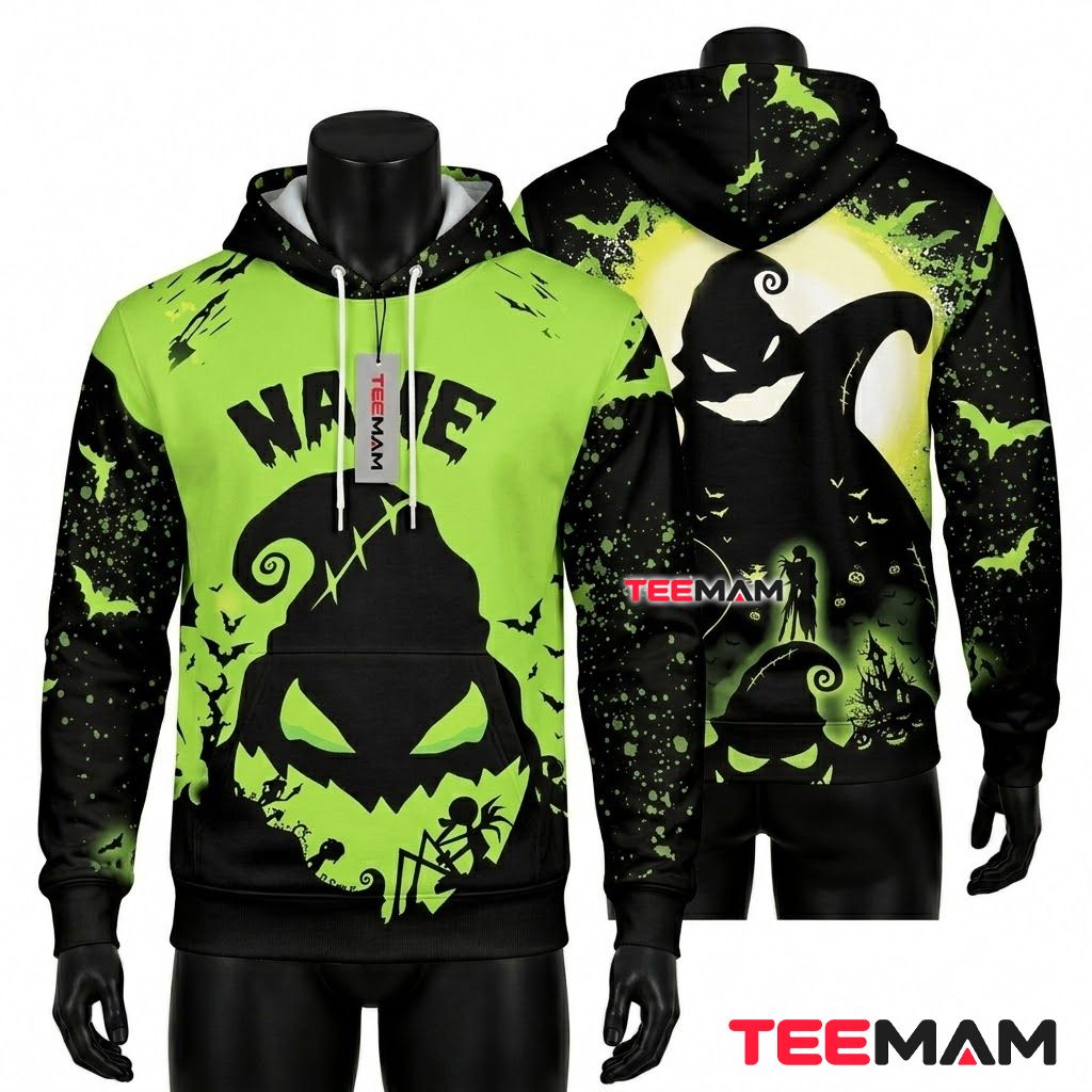 Personalized Oogie Boogie 3D Hoodie Green Halloween Nightmare Before Christmas Front