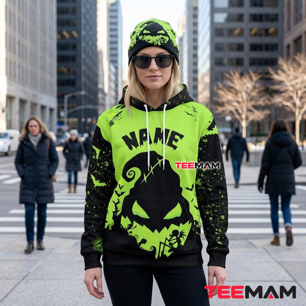 Personalized Oogie Boogie 3D Hoodie Green Halloween Nightmare Before Christmas Back Personalized Oogie Boogie 3D Hoodie Green Halloween Nightmare Before Christmas Back
