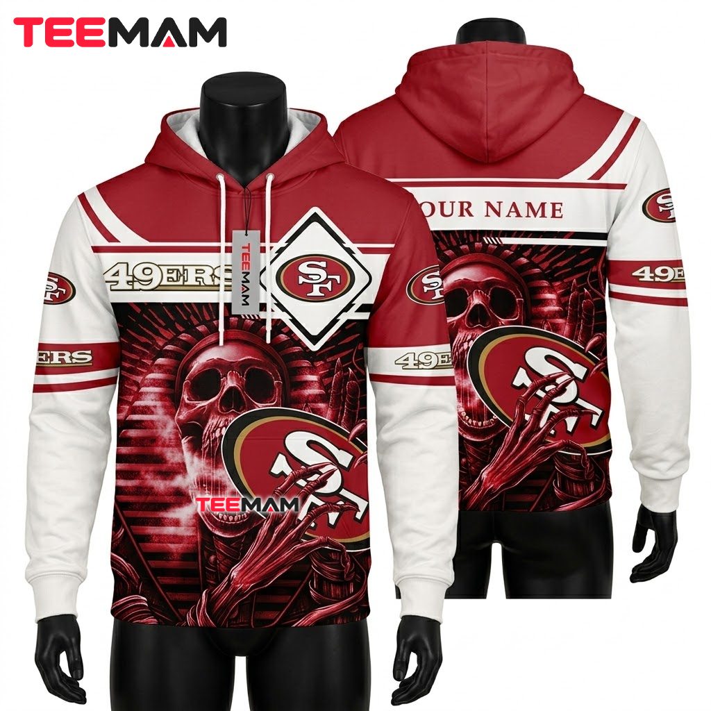 Personalized San Francisco 49ers 3D Hoodie Skull Claw Logo Style Front