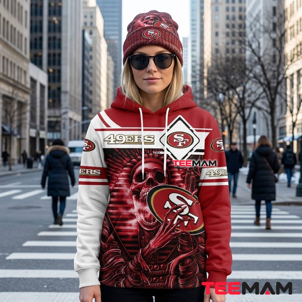 Personalized San Francisco 49ers 3D Hoodie Skull Claw Logo Style Back Personalized San Francisco 49ers 3D Hoodie Skull Claw Logo Style Back