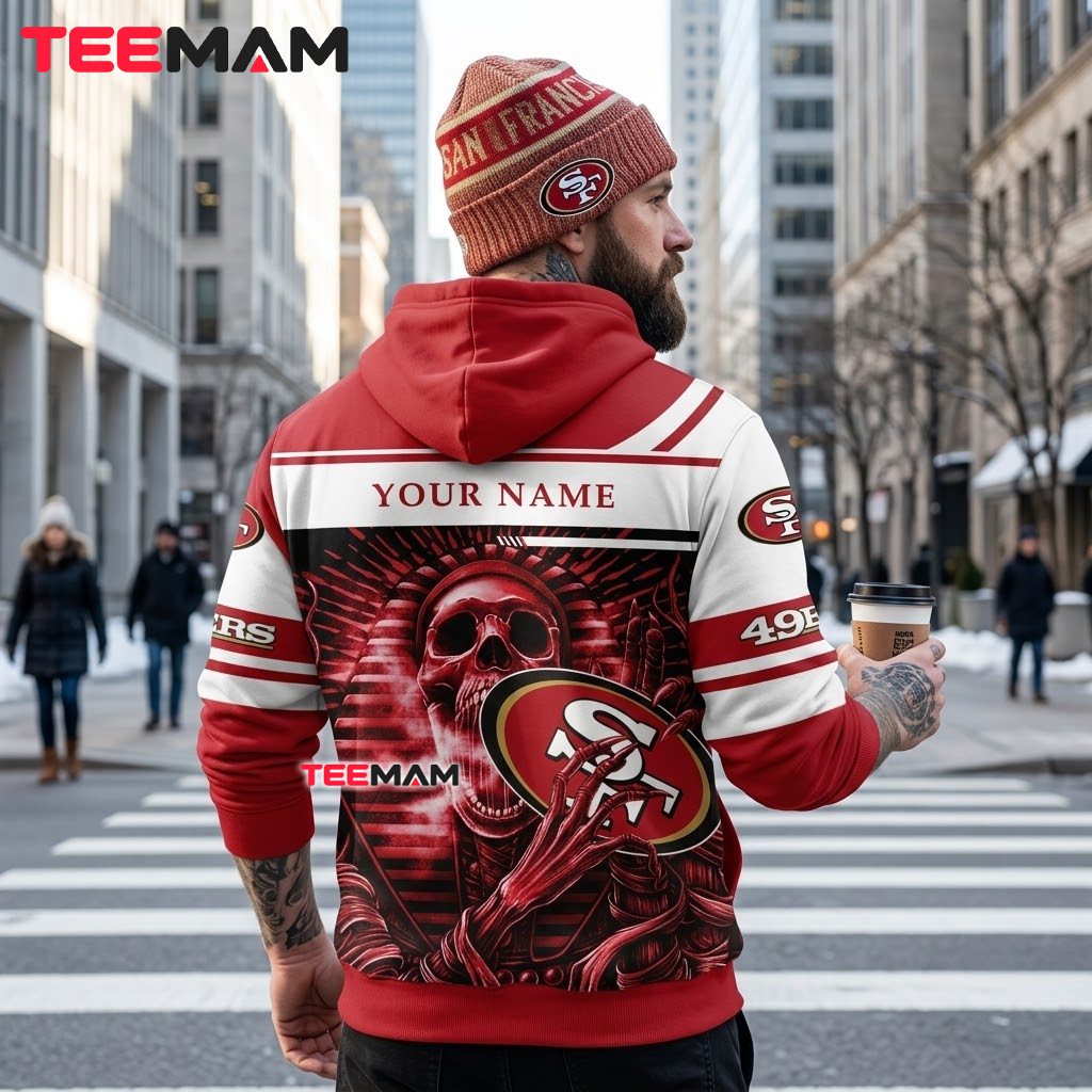 Personalized San Francisco 49ers 3D Hoodie Skull Claw Logo Style Version 3 Personalized San Francisco 49ers 3D Hoodie Skull Claw Logo Style Version 3