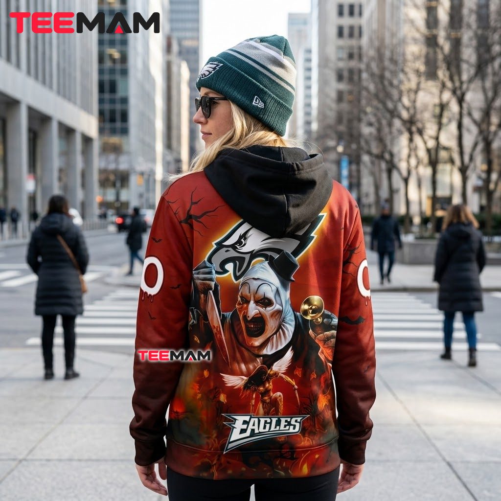 Philadelphia Eagles 3D Hoodie Art The Clown Halloween Version 3 Philadelphia Eagles 3D Hoodie Art The Clown Halloween Version 3