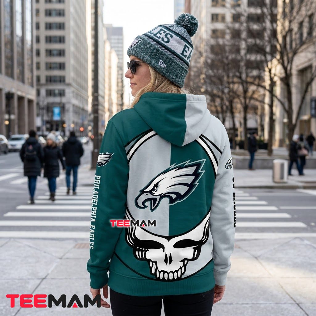 Philadelphia Eagles 3D Hoodie Grateful Dead Skull Version 3 Philadelphia Eagles 3D Hoodie Grateful Dead Skull Version 3