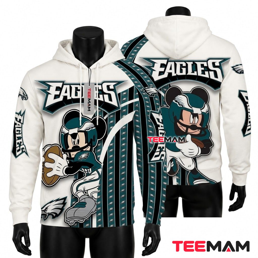 Philadelphia Eagles 3D Hoodie Mickey Mouse Helmet Front