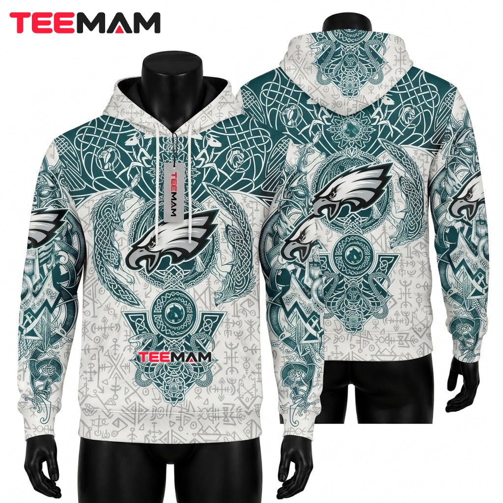 Philadelphia Eagles 3D Hoodie Viking Wolf Runes Front