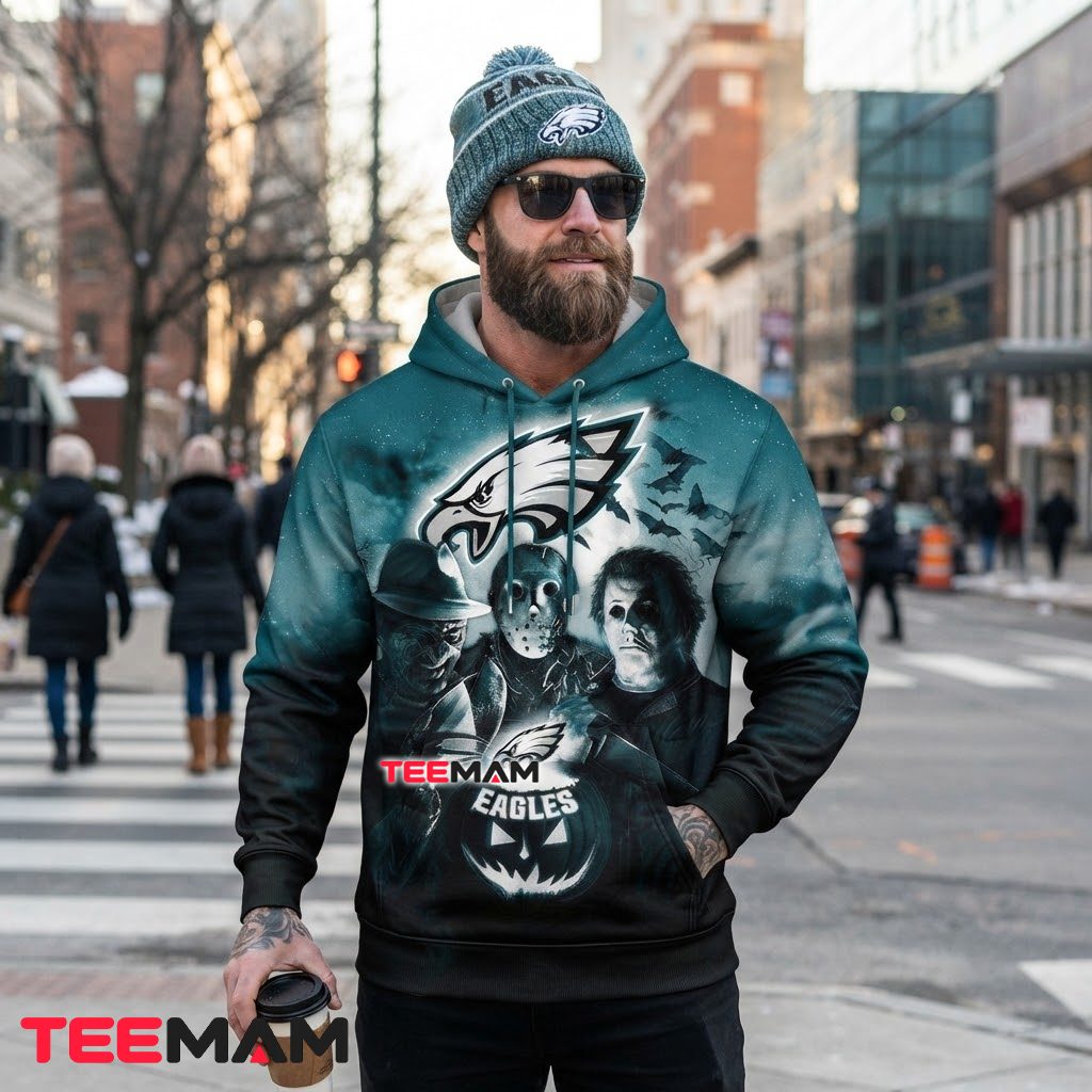 Philadelphia Eagles All Over Print 3D Hoodie Freddy Jason Michael Halloween Back Philadelphia Eagles All Over Print 3D Hoodie Freddy Jason Michael Halloween Back