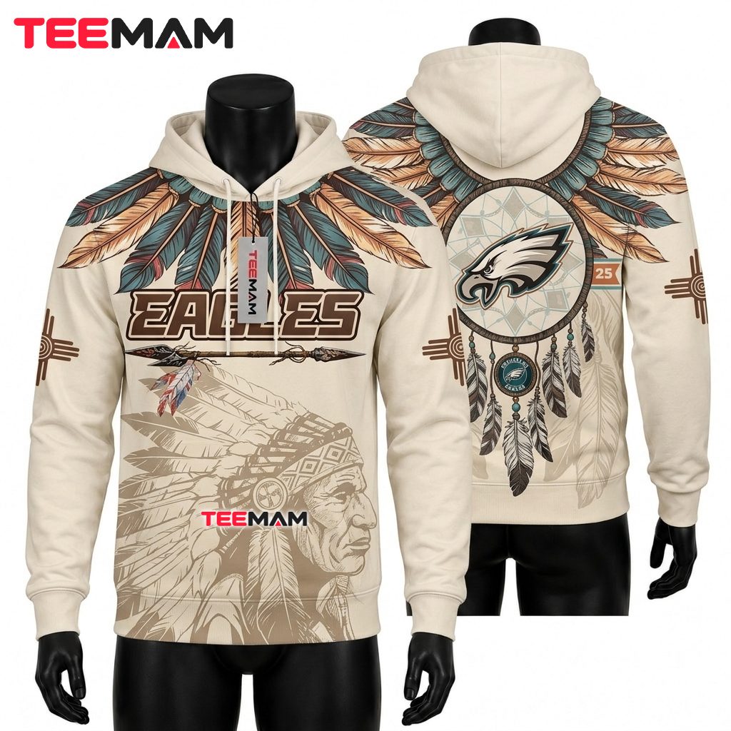 Philadelphia Eagles All Over Print 3D Hoodie Native Feather Dreamcatcher Front