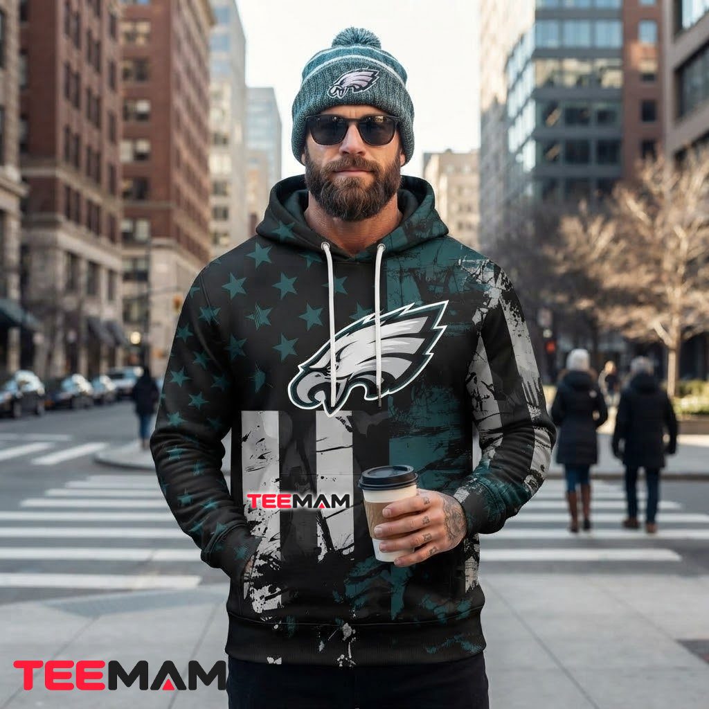 Philadelphia Eagles All Over Print 3D Hoodie Stars And Stripes Flag Back Philadelphia Eagles All Over Print 3D Hoodie Stars And Stripes Flag Back