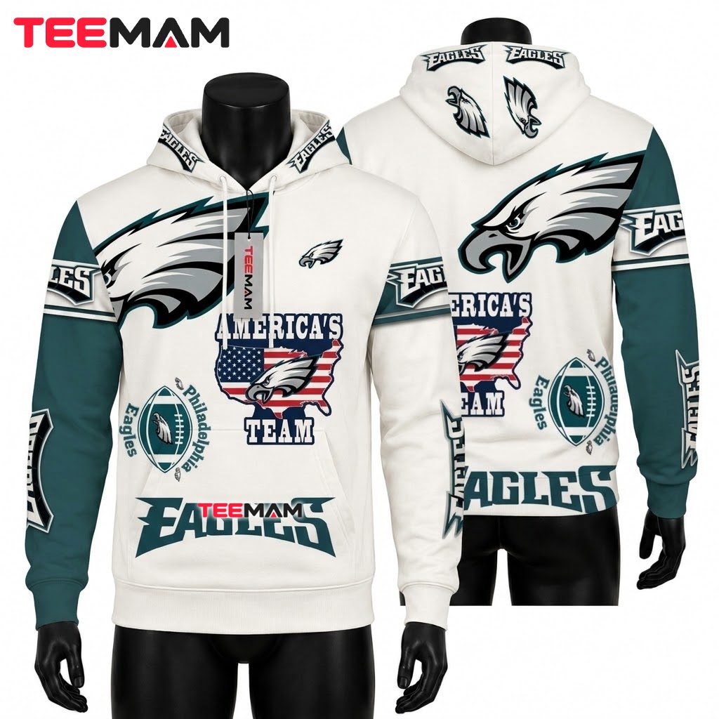 Philadelphia Eagles All Over Print 3D Hoodie USA Map Americas Team Front
