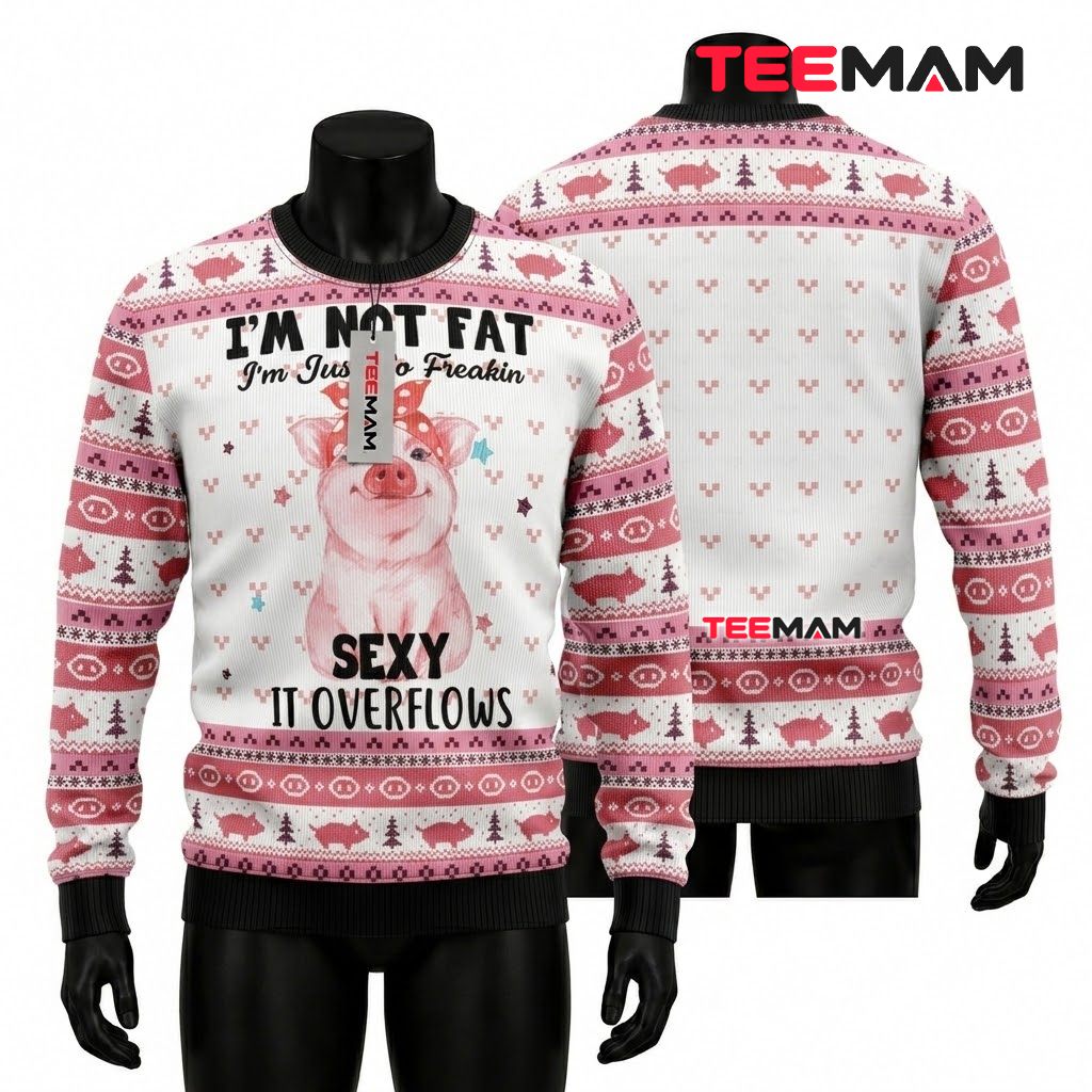 Pig Ugly Christmas Sweater Not Fat Funny Front