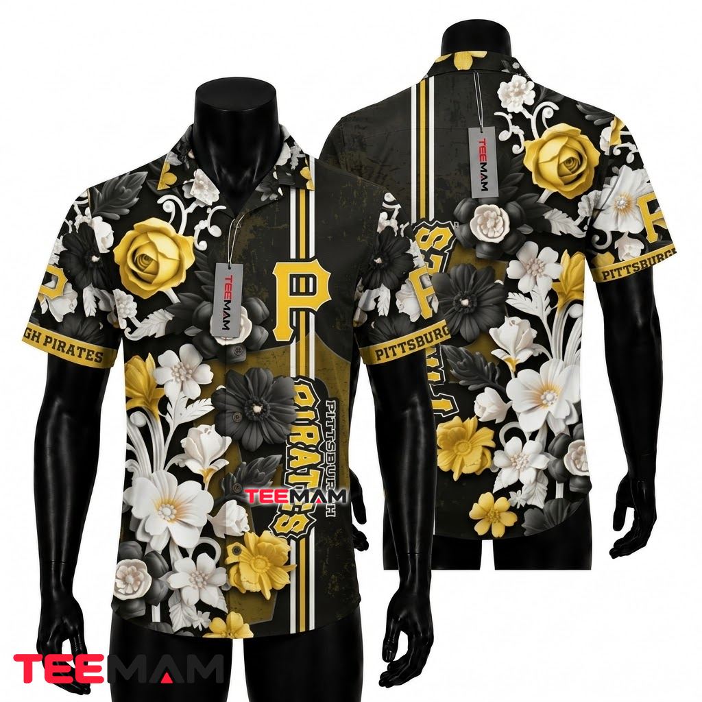 Pittsburgh Pirates Aloha Shirt Floral Rose