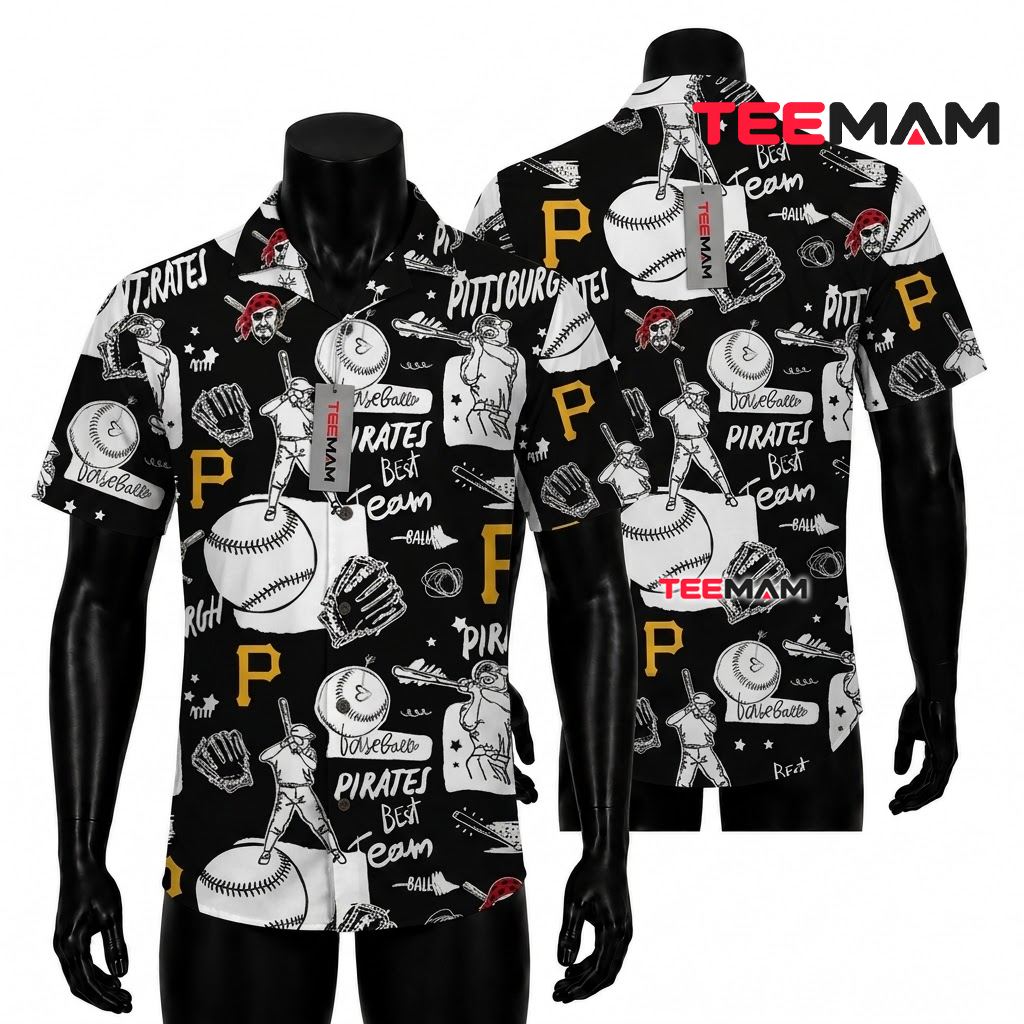 Pittsburgh Pirates Hawaiian Shirt Baseball Sketch