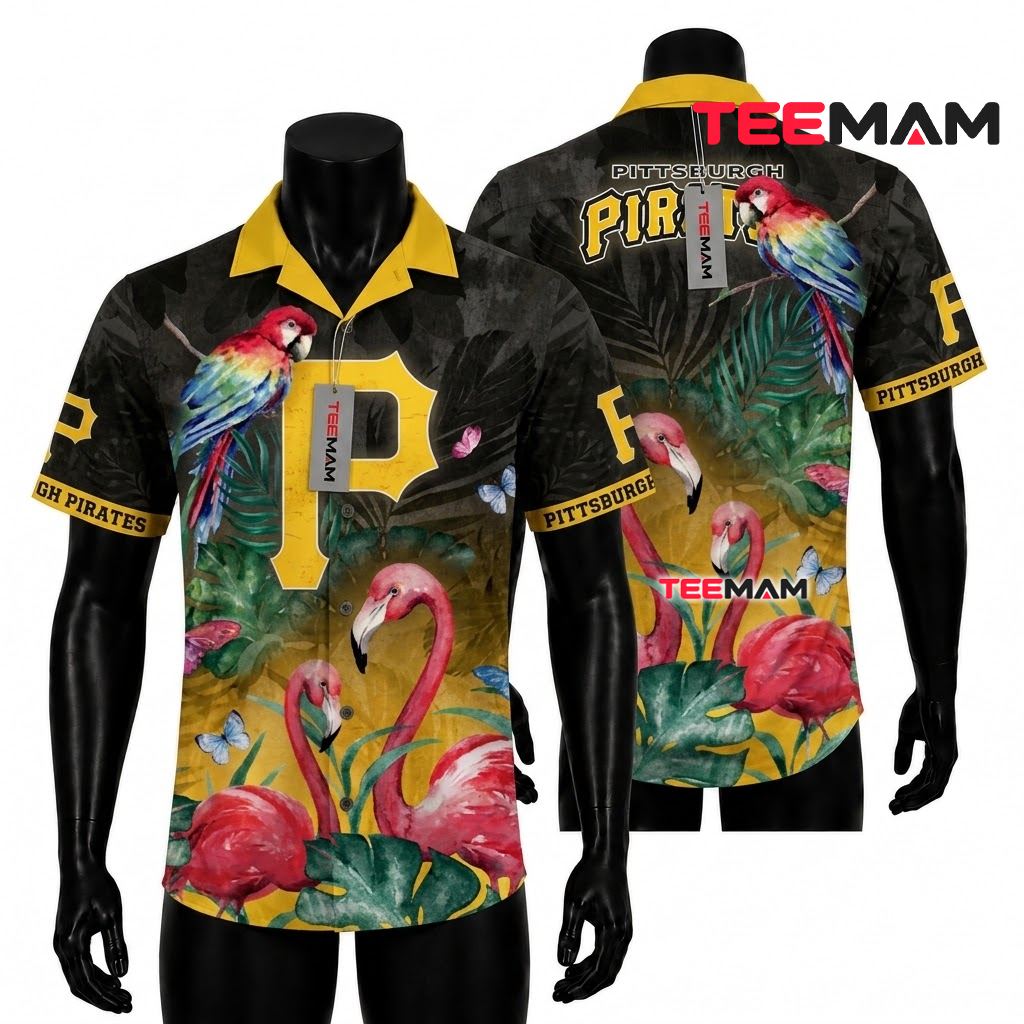 Pittsburgh Pirates Hawaiian Shirt Flamingo Parrot Tropical