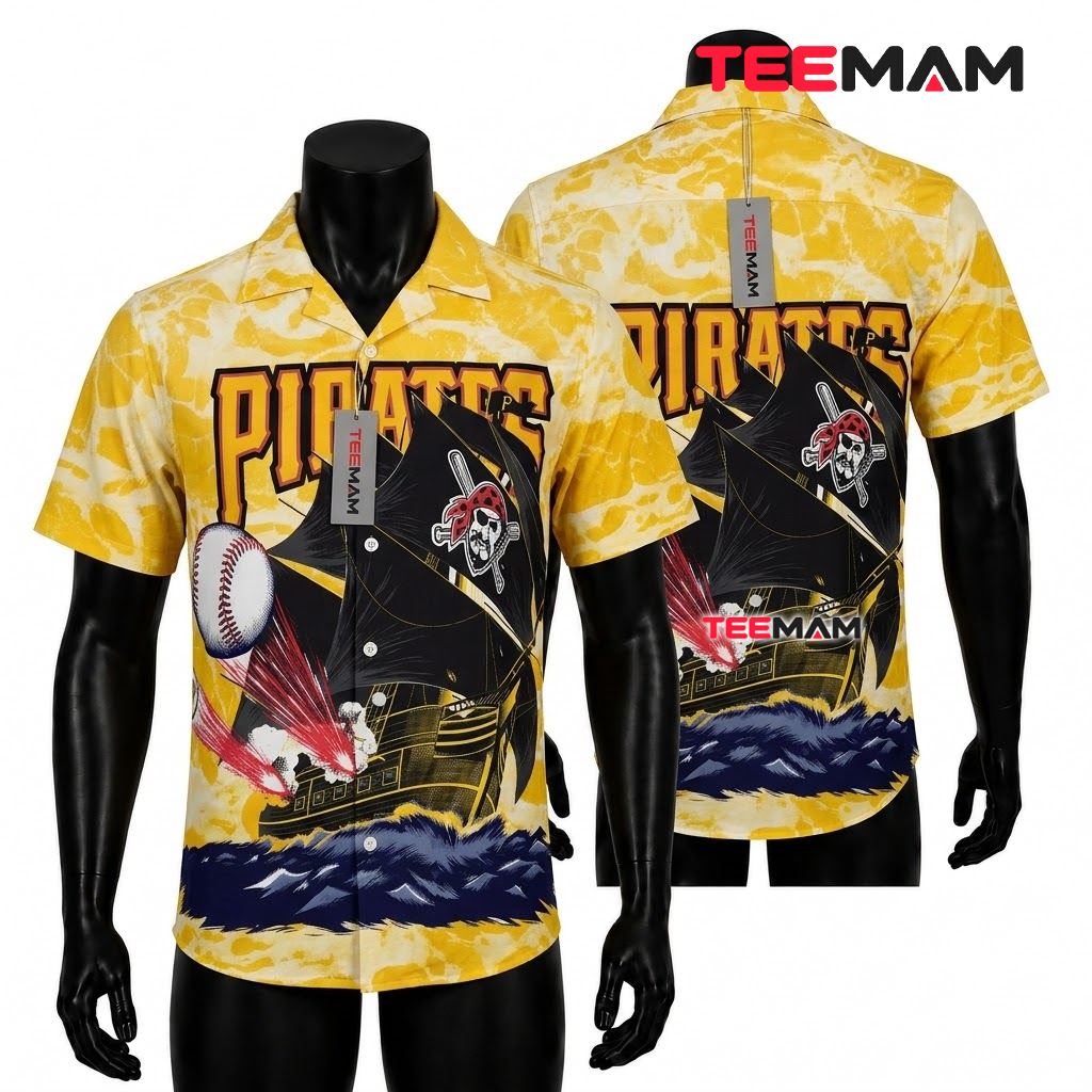 Pittsburgh Pirates Hawaiian Shirt Pirate Ship Yellow