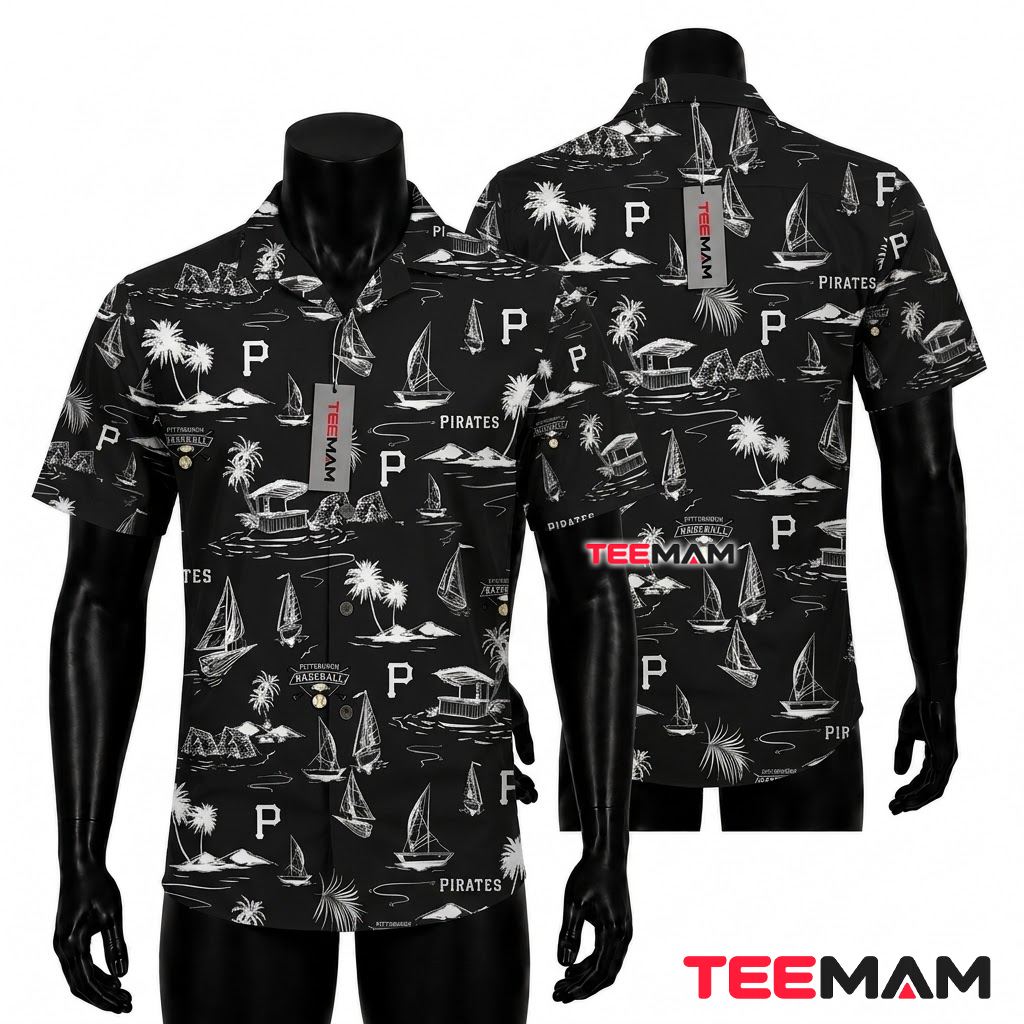 Pittsburgh Pirates Hawaiian Shirt Sailboat Island