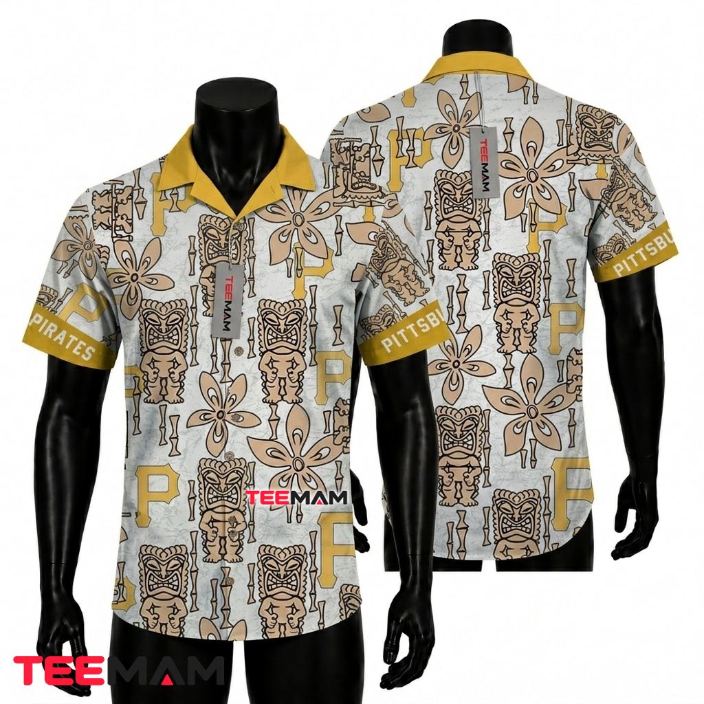 Pittsburgh Pirates Hawaiian Shirt Tiki Bamboo Pattern