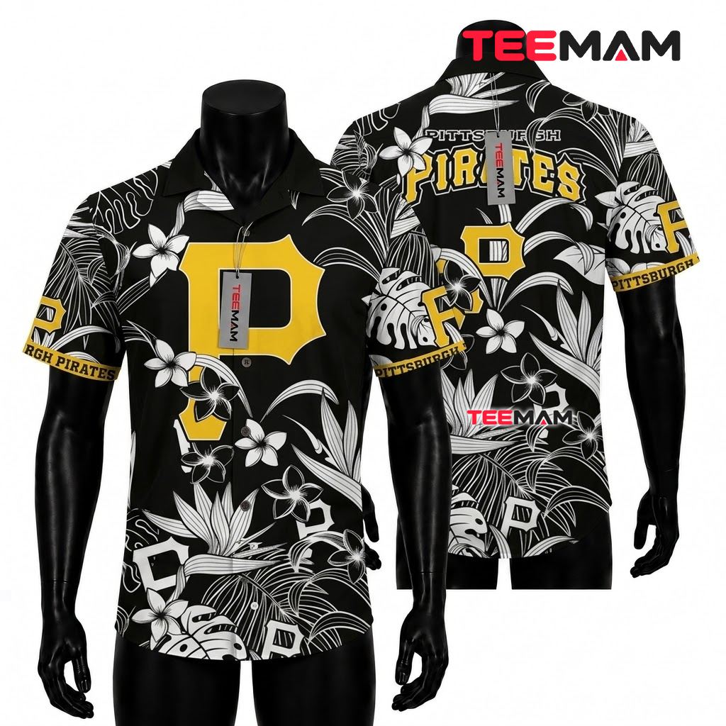 Pittsburgh Pirates Hawaiian Shirt White Plumeria Leaf