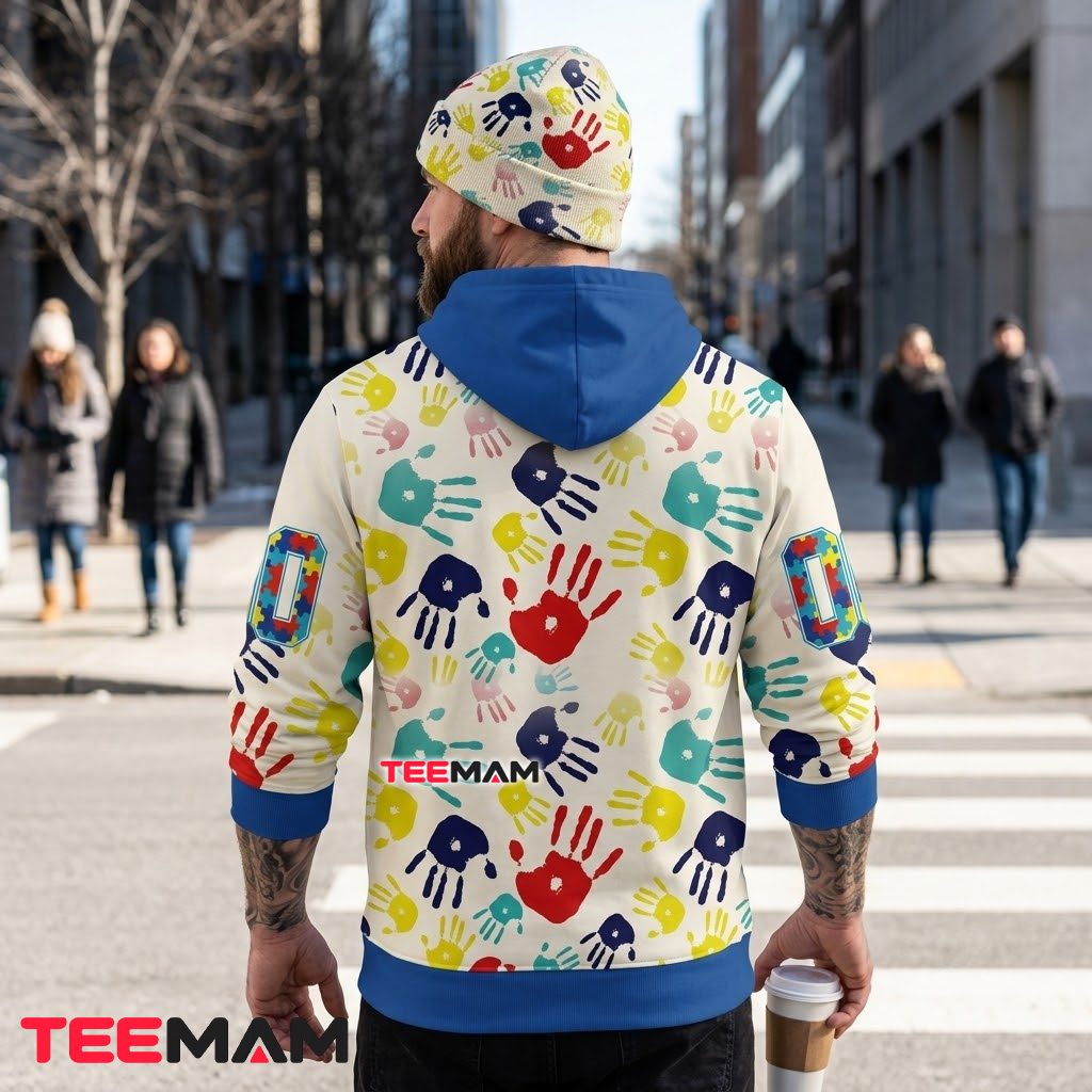 Pittsburgh Steelers 3D Hoodie Autism Awareness Handprint Version 3 Pittsburgh Steelers 3D Hoodie Autism Awareness Handprint Version 3