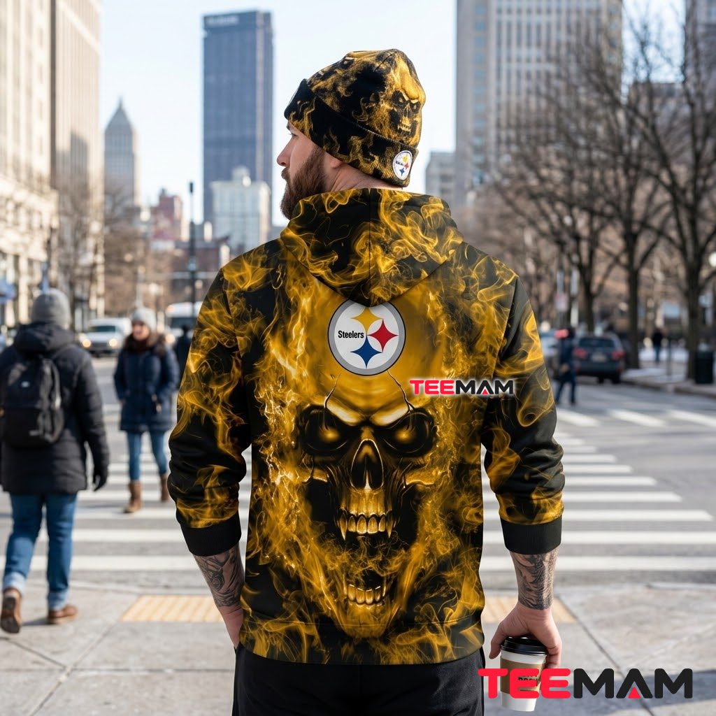 Pittsburgh Steelers 3D Hoodie Skull Flame Version 3 Pittsburgh Steelers 3D Hoodie Skull Flame Version 3