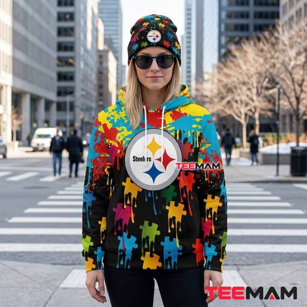 Pittsburgh Steelers All Over Print 3D Hoodie Paint Splatter Puzzle Back Pittsburgh Steelers All Over Print 3D Hoodie Paint Splatter Puzzle Back