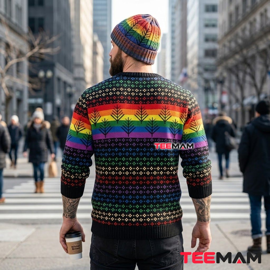 Rainbow Ugly Christmas Sweater Pride Tree Pattern Version 3 Rainbow Ugly Christmas Sweater Pride Tree Pattern Version 3