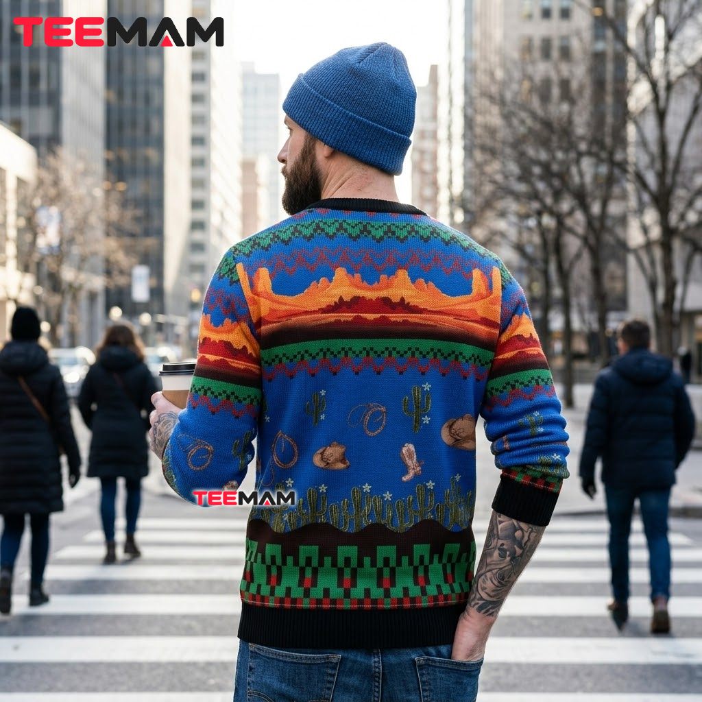 Rodeo Cowboy Ugly Christmas Sweater Desert Landscape Version 3 Rodeo Cowboy Ugly Christmas Sweater Desert Landscape Version 3