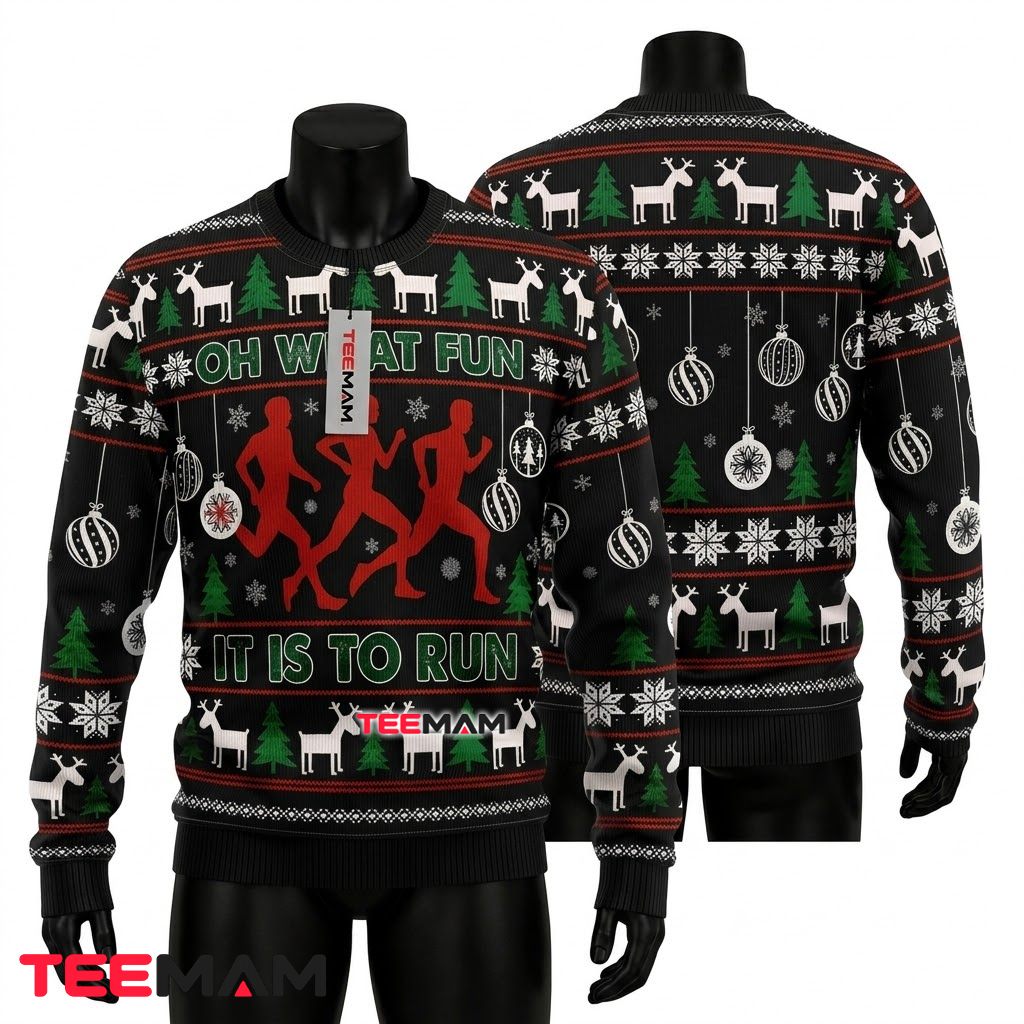 Running Ugly Christmas Sweater Oh What Fun Front