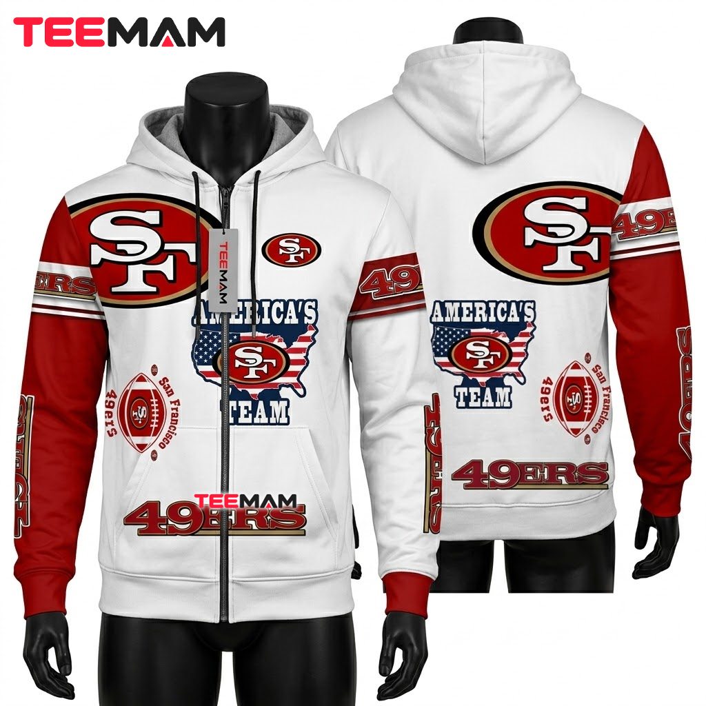 San Francisco 49ers 3D Hoodie Americas Team USA Flag Front