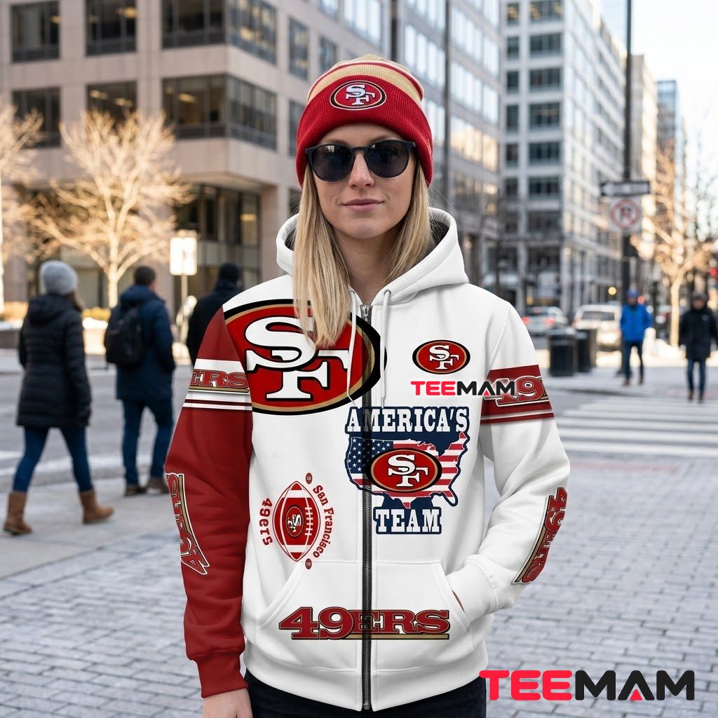 San Francisco 49ers 3D Hoodie Americas Team USA Flag Back San Francisco 49ers 3D Hoodie Americas Team USA Flag Back