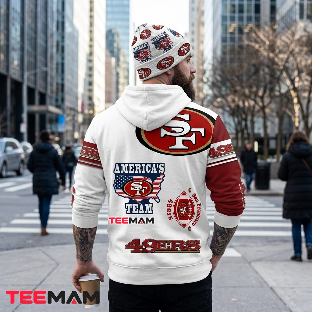San Francisco 49ers 3D Hoodie Americas Team USA Flag Version 3 San Francisco 49ers 3D Hoodie Americas Team USA Flag Version 3