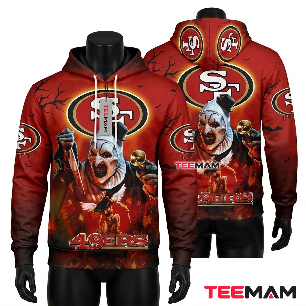 San Francisco 49ers 3D Hoodie Art The Clown Halloween Front