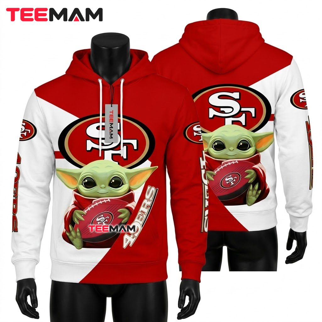 San Francisco 49ers 3D Hoodie Baby Yoda Football Graphic Front