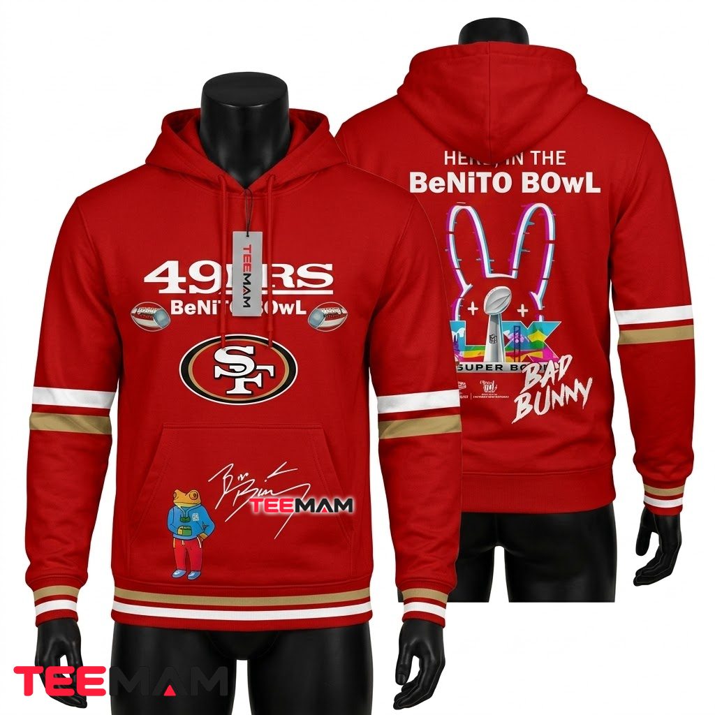 San Francisco 49ers 3D Hoodie Bad Bunny Benito Bowl Front