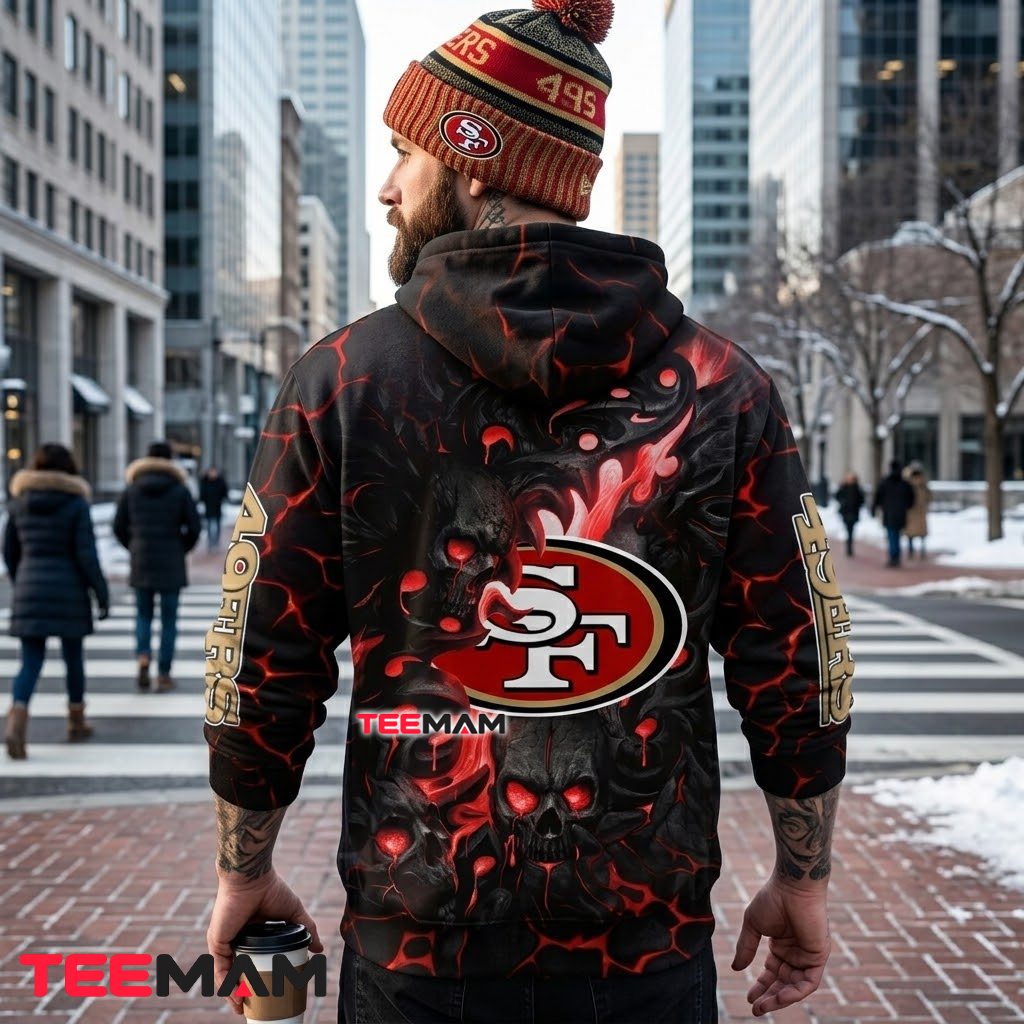 San Francisco 49ers 3D Hoodie Lava Skull Fire Graphic Version 3 San Francisco 49ers 3D Hoodie Lava Skull Fire Graphic Version 3