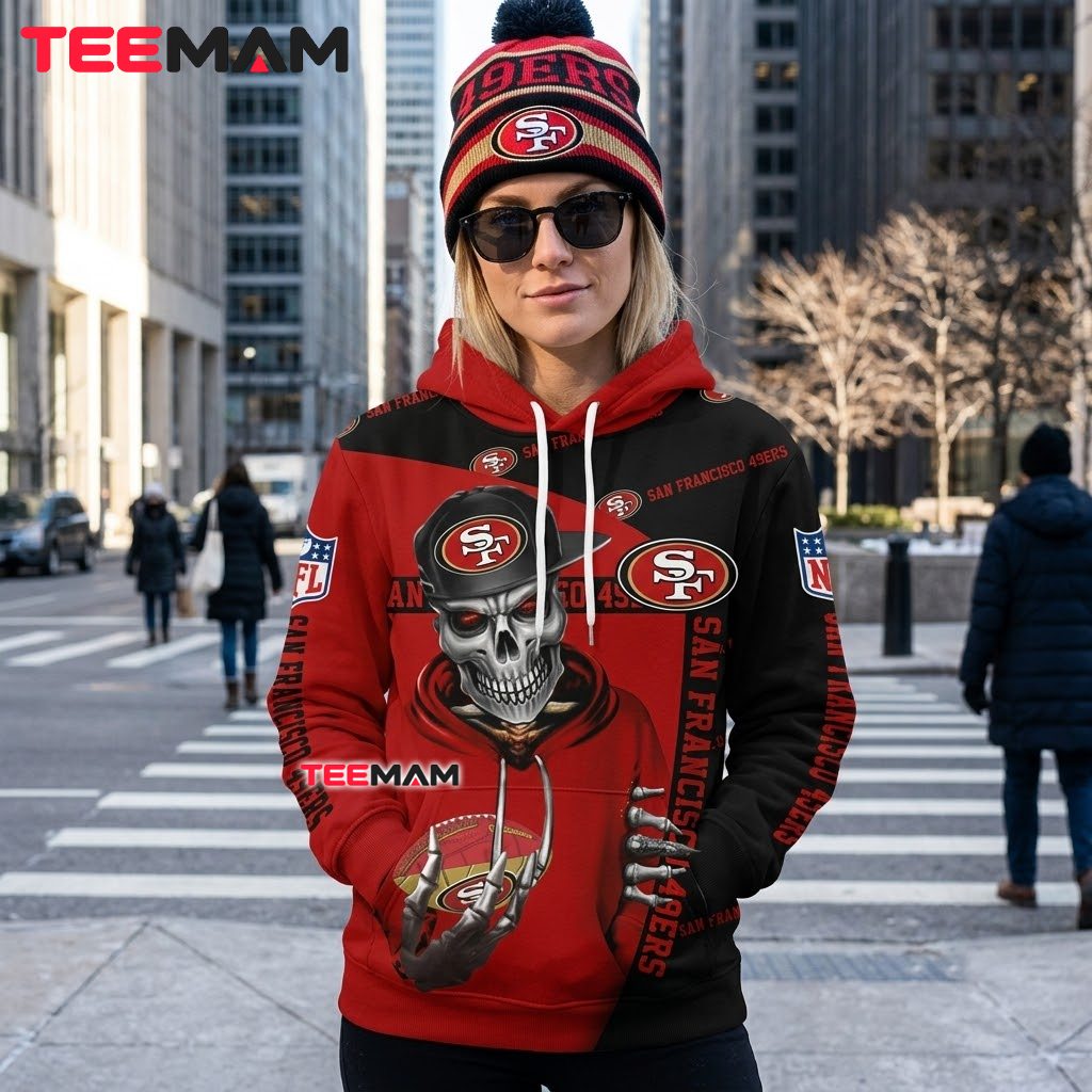 San Francisco 49ers 3D Hoodie Skull Cap Football Fan Back San Francisco 49ers 3D Hoodie Skull Cap Football Fan Back