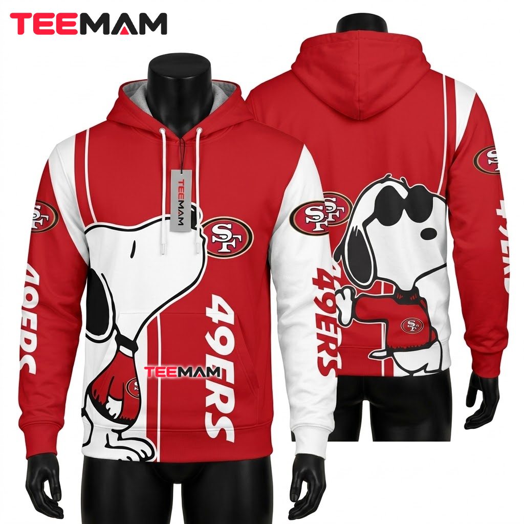 San Francisco 49ers 3D Hoodie Snoopy Sunglasses Cool Style Front