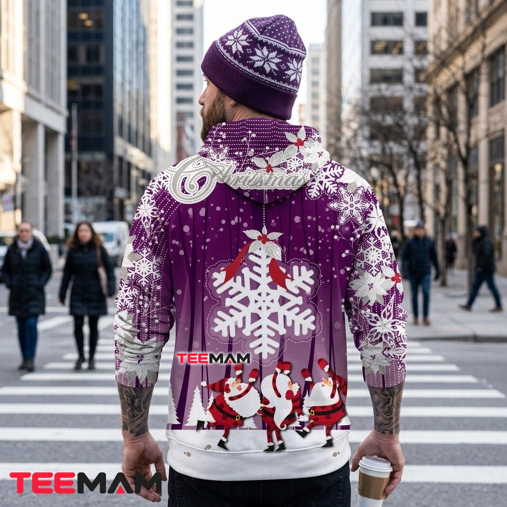 Santa Claus 3D Hoodie Purple Snowflake Merry Version 3 Santa Claus 3D Hoodie Purple Snowflake Merry Version 3
