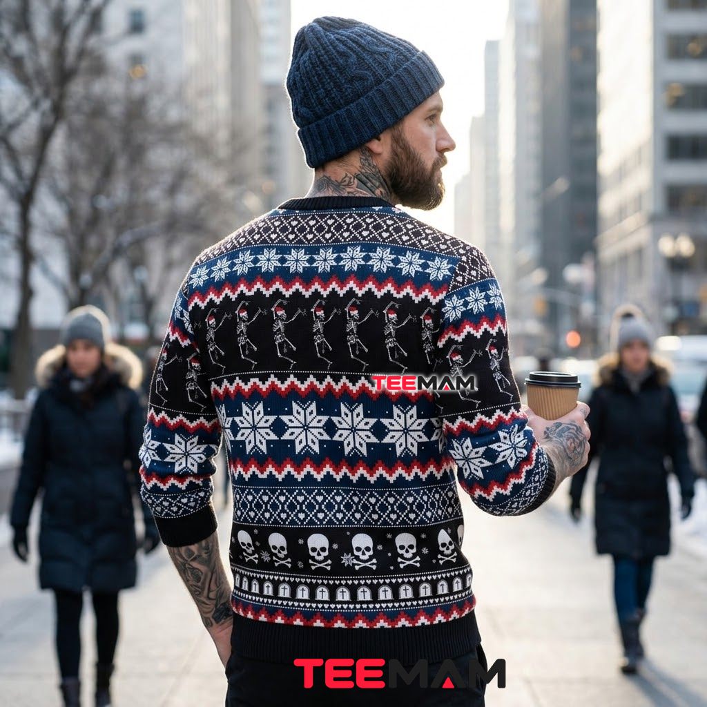 Skeleton Ugly Christmas Sweater Merry Creepmas Dancing Version 3 Skeleton Ugly Christmas Sweater Merry Creepmas Dancing Version 3