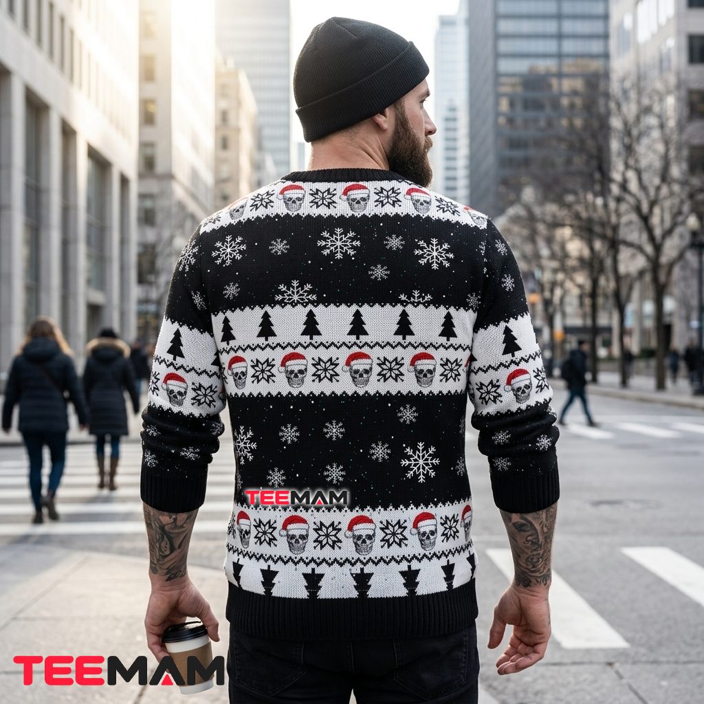 Skull Ugly Christmas Sweater Santa Hat Snowflake Version 3 Skull Ugly Christmas Sweater Santa Hat Snowflake Version 3