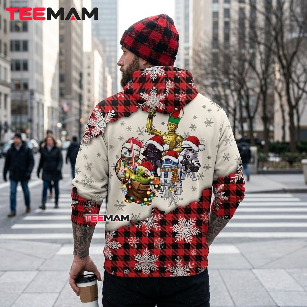 Star Wars 3D Hoodie Plaid Snowflake Santa Hat Version 3 Star Wars 3D Hoodie Plaid Snowflake Santa Hat Version 3