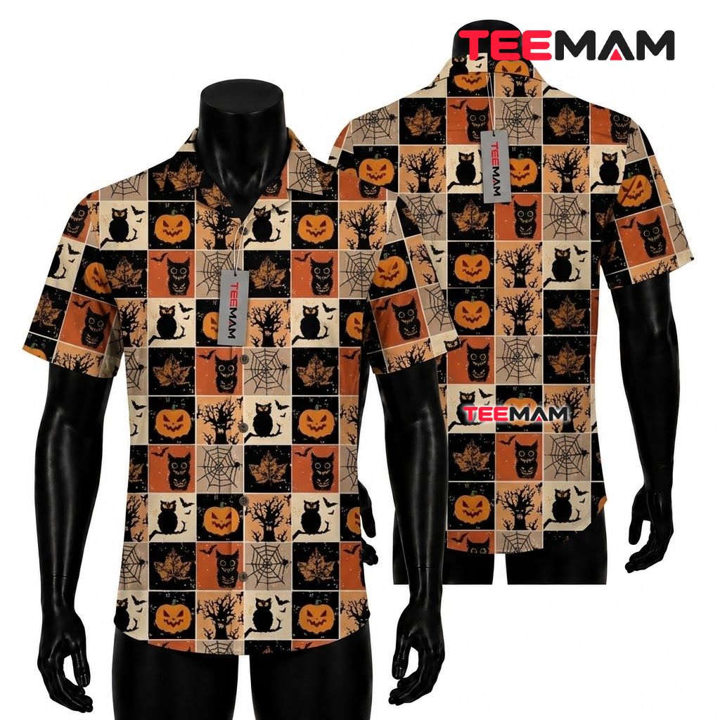 Vintage Halloween Owl Hawaiian Shirt
