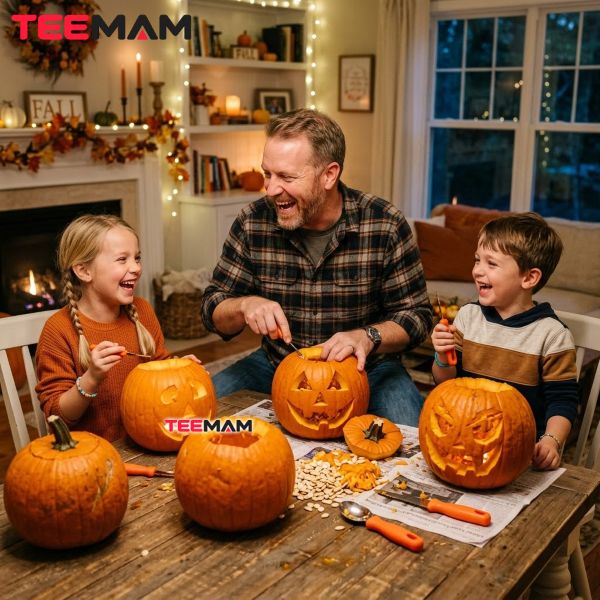 Family Pumpkin Carving Halloween Dad Jokes