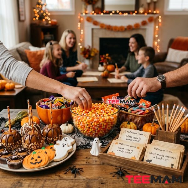 Halloween Candy Corn Trivia Party Food Table
