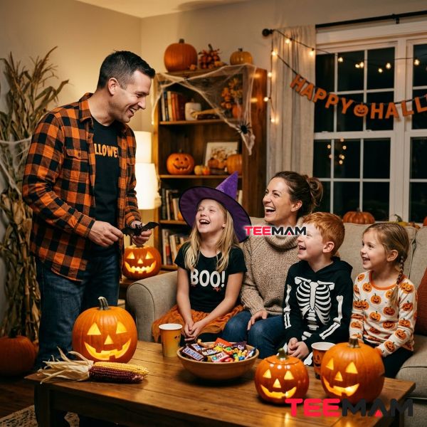 Halloween Dad Jokes Family Laughing Together