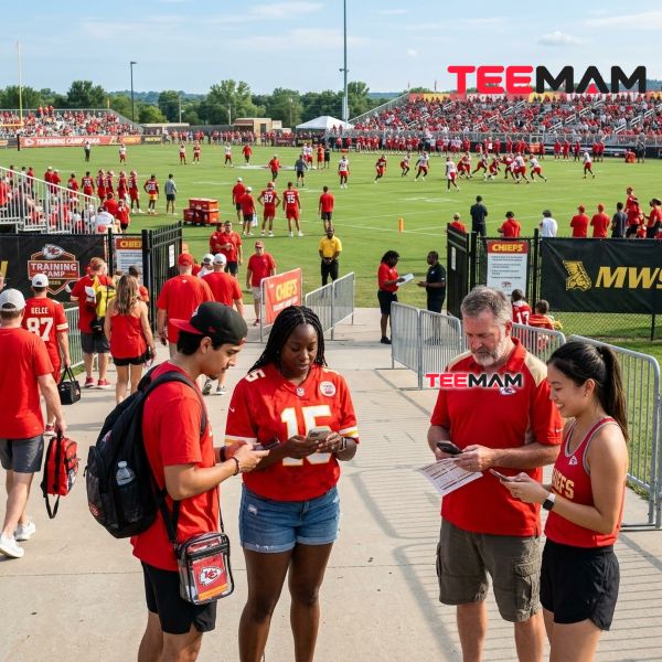 Kansas City Chiefs Training Camp Fans Checking Practice Schedule