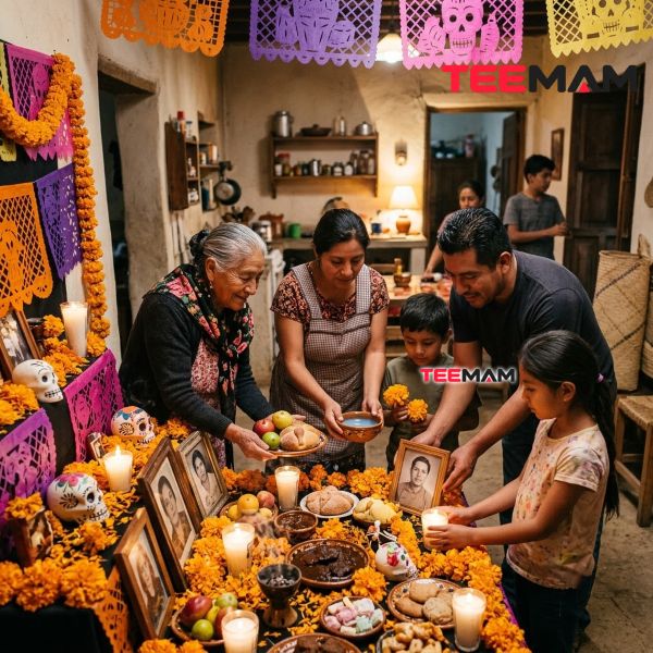 Halloween vs. Día de los Muertos: How Mexico Celebrates 14 Mexican Family Preparing A Dia De Los Muertos Ofrenda
