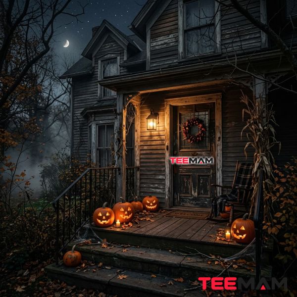 Spooky Halloween Quotes Dark Porch Atmosphere