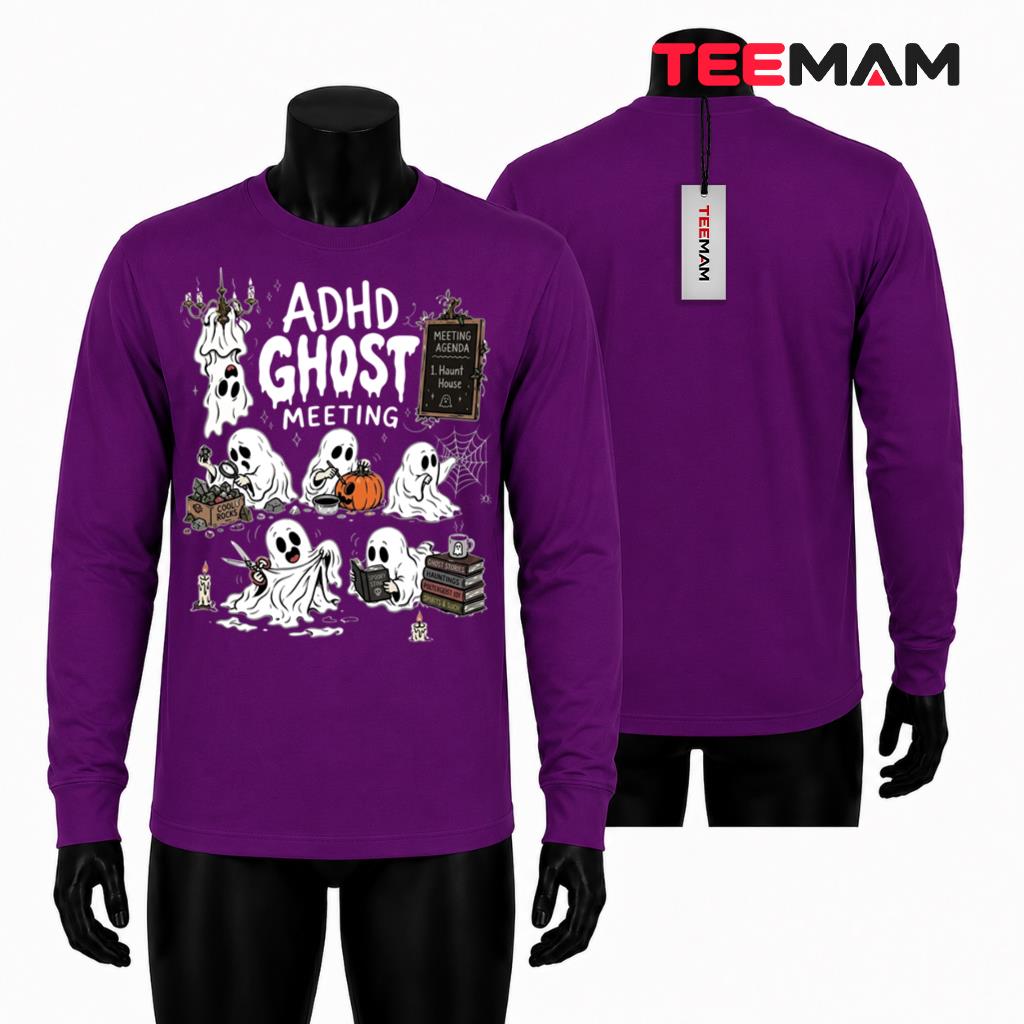 ADHD Ghost Meeting Funny Halloween Group Long Sleeve ADHD Ghost Meeting Funny Halloween Group Long Sleeve