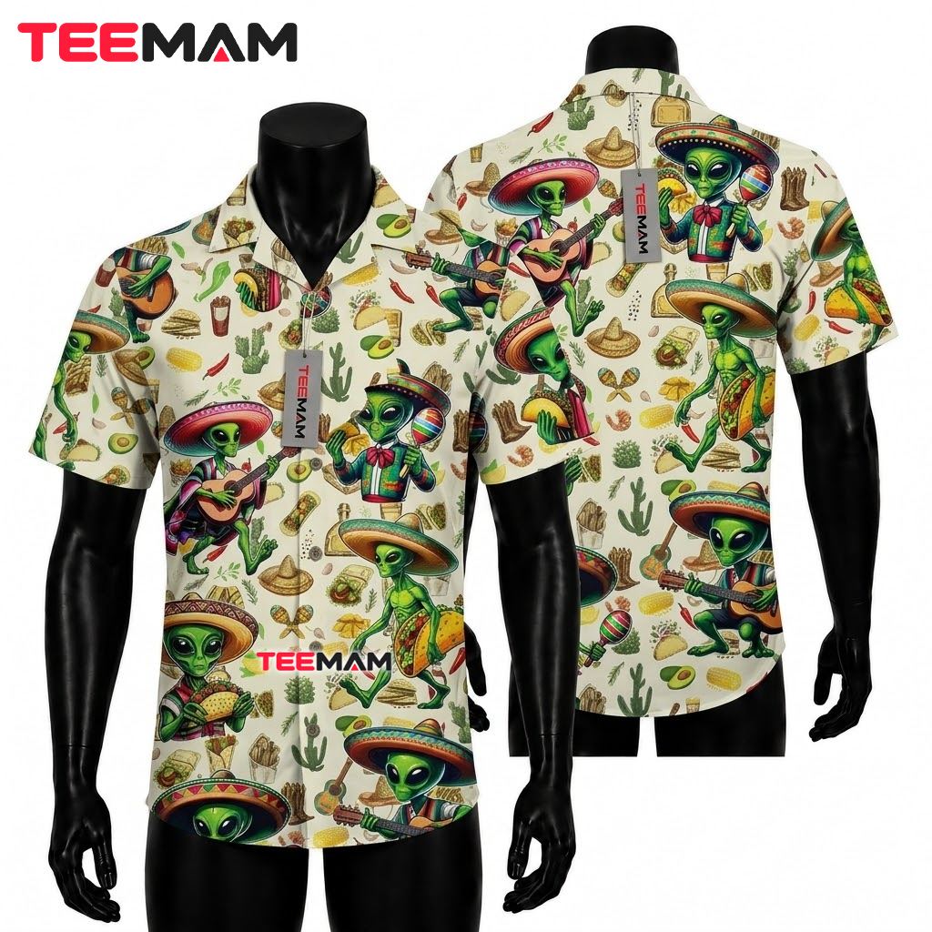 Alien Hawaiian Shirt Mexican Fiesta Taco Front
